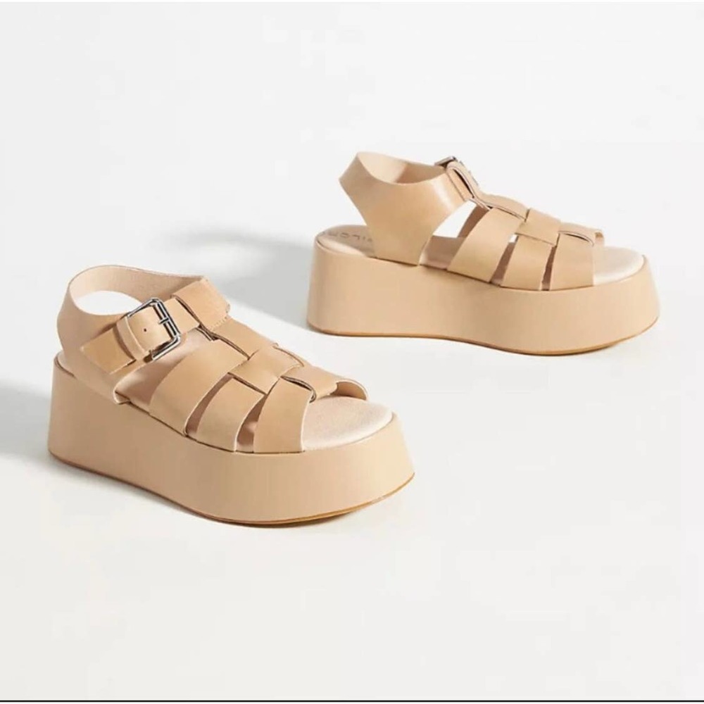 Anthropologie Pilcro Fisherman Platform Sandals Cream Size EU 40/ US 9.5-10